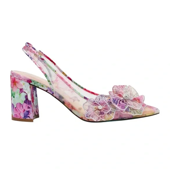 Betsey Johnson Women's PETRA Floral Slingback Heels - Pink Size 8 - Picture 13 of 15